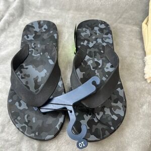 DSG Mens Camo Flip Flop Sandals Black Grey Camo Size 10 Gorpcore Summer Tactical